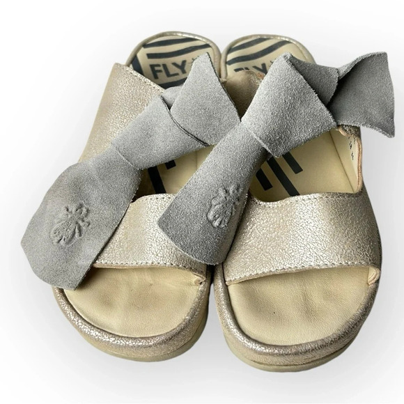 Fly London Bade  Bow Mule Pearl/Concrete 36 - Picture 4 of 10